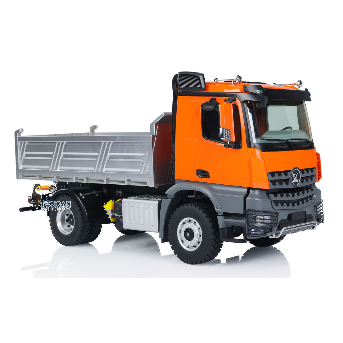 KABO 5701 Plastic Metal 1/14 Dump Truck with 2-Speed Transmission and Lead Screw Dump System featuring Integrated Sound Light Module and Remote Controller Battery Included