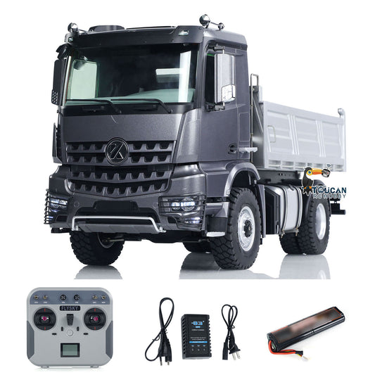 KABO 5701 Plastic Metal 1/14 4x4 Dump Truck with Screw Lifting Mechanism and 2-Speed Gearbox including ESC Sound Light All-in-One Board and Charger