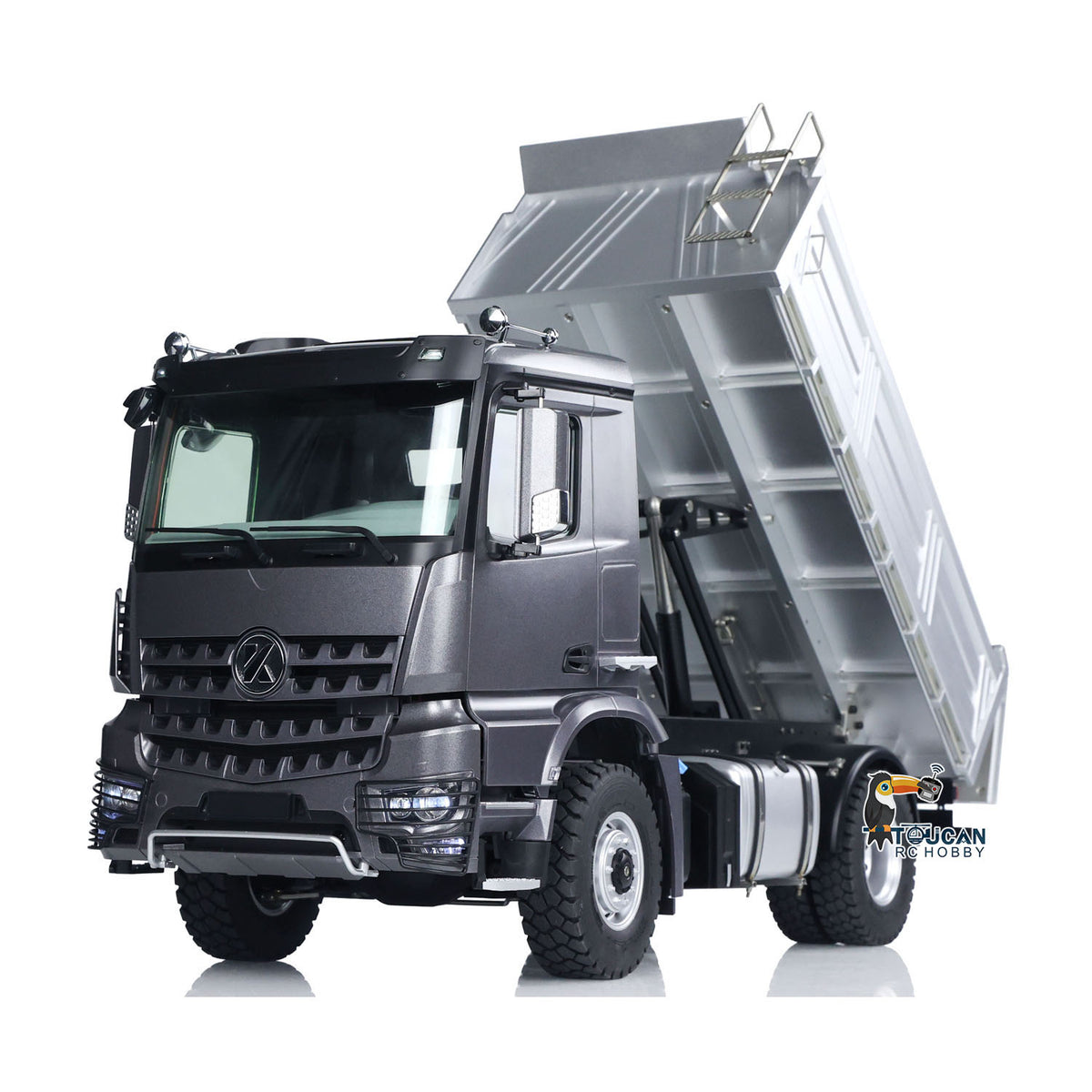 KABO 5701 Plastic Metal 1/14 4x4 Dump Truck with Screw Lifting Mechanism and 2-Speed Gearbox including ESC Sound Light All-in-One Board and Charger