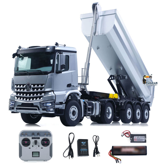 KABO 5801 Metal Plastic 1/14 Tractor Truck 4x4 with 3-Axle Screw Drive Dump Trailer including Lights Sound Radio Battery Charger without Diff Lock