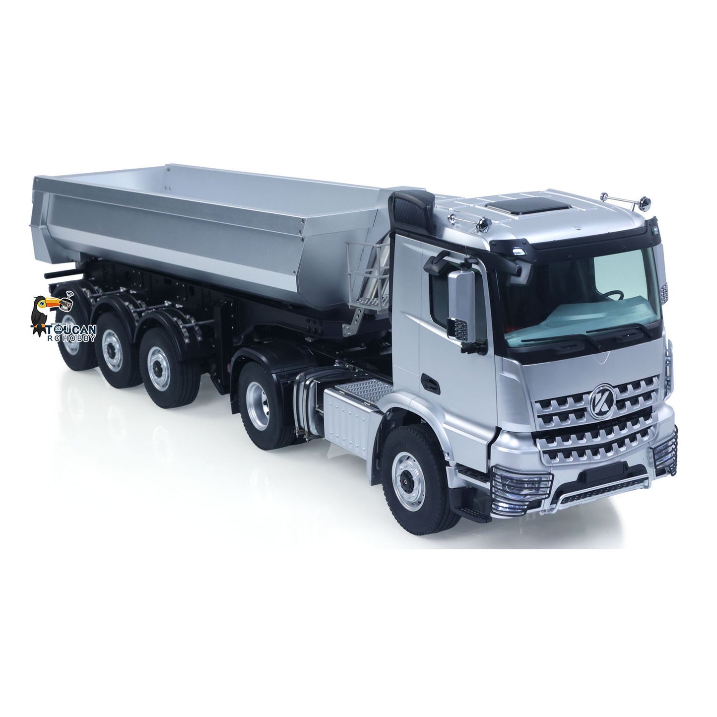 KABO 5801 Metal Plastic 1/14 Tractor Truck 4x4 Hydraulic Style Dump Combo with 3-Axle Trailer and 20KG Pulling Force including Full Electronics Package