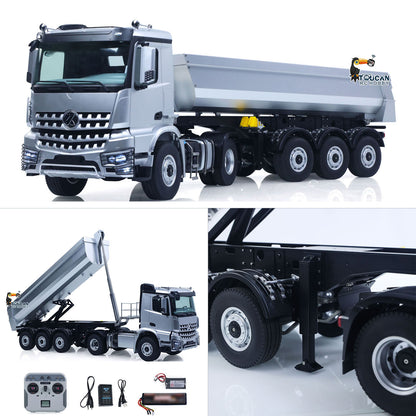 KABO 5801 Metal Plastic 1/14 Tractor Truck with Electric Lifting Dump Trailer and 2-Speed Transmission featuring Sound Light System and 2.4G Radio Battery Included