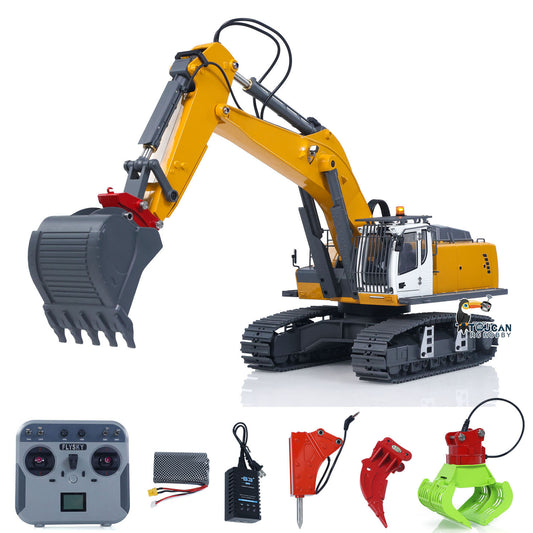 KABO 5901 Metal Plastic 1/18 Excavator Electronic Screw Drive with Electric Hammer Ripper and Electric Claw including Lights Sound Radio Battery Charging Cable