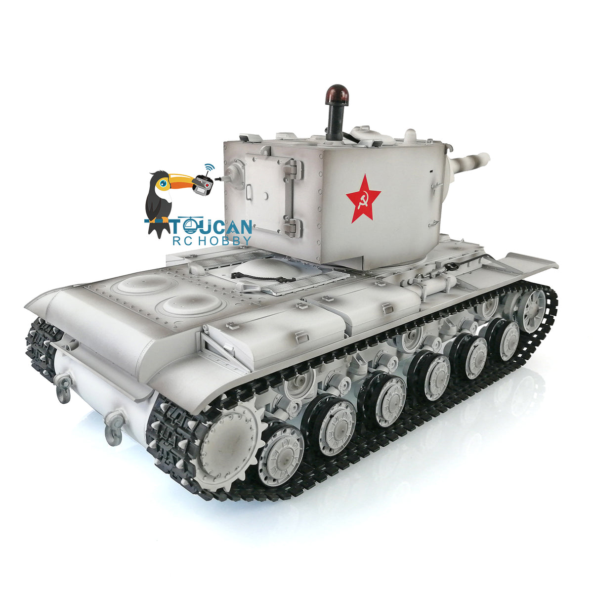 Verbesserter Henglong 1/16 TK7.0 Sowjetischer KV-2 Gigant, fahrbereit, ferngesteuerter Panzer, 3949, 360-Grad-Turm, FPV-Sound, Rauch, Metallketten