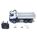 MD 6X6 Dumper Metal 1/14 Full Metal Chassis Hydraulic Tipper with 6x6 Drive System and 2-Speed Transmission Yellow Cab Silver Bucket PNP No Battery