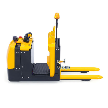 yellow-black MO55 RC forklift cab and fork close-up assembled factory paint