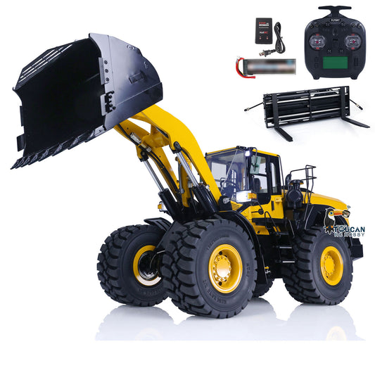 1/14 RC Hydraulic Loader MTM WA480 Yellow Painted RTR Front View