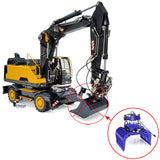 MTM EC380 Metal 1/14 Excavator Wheeled Hydraulic with 3-Section Arm and 8-Way Reversing Valve including PL18EV Radio Sound Module Battery Charger without Light Kit