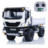 1/14 RC 4x4 Hydraulic Dump Truck MD-4x4 front view white cab with LED lights and grille
