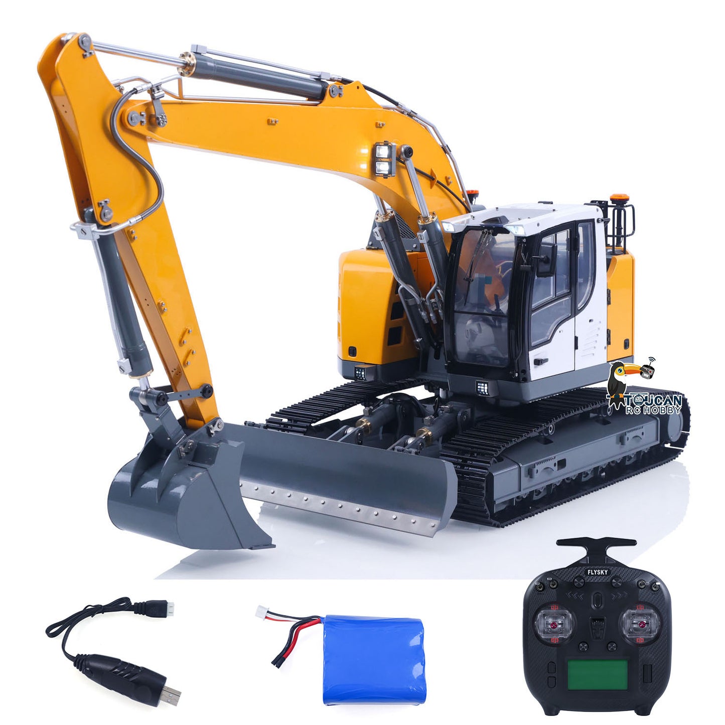1/14 RC Hydraulic Excavator Metal Tracks Two Section Arm LR926 Dual Pump Dual Power System