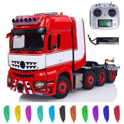 1/14 scale RC tractor truck 8x8 heavy metal chassis assembled red white 