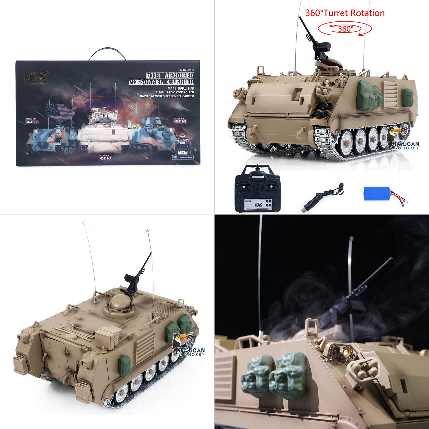 1/16 RC APC TD-M2412 infrared battle system emitter installed on the hull 