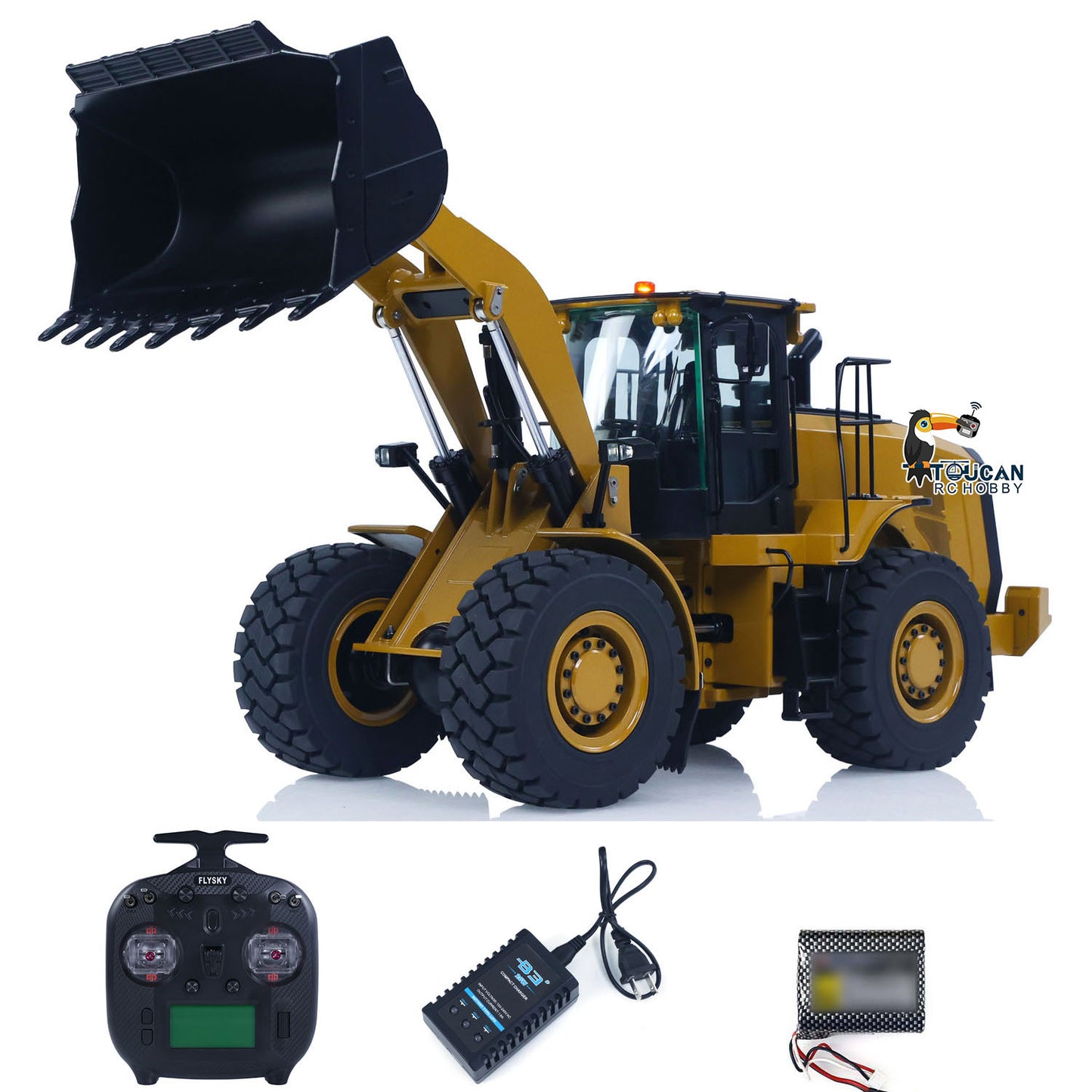 1/16 RC Loader K966 Metal front view with painted bucket and assembled body 