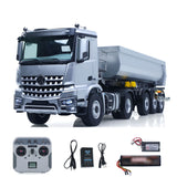 1/14 RC Tractor Truck 4x4 with 3 Axle Dump Trailer Grey 5801 Front Three Quarter View