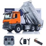 1/14 RC Dump Truck 6x6 Plastic Lead Screw Tipper 5702 Orange Front Three Quarter View