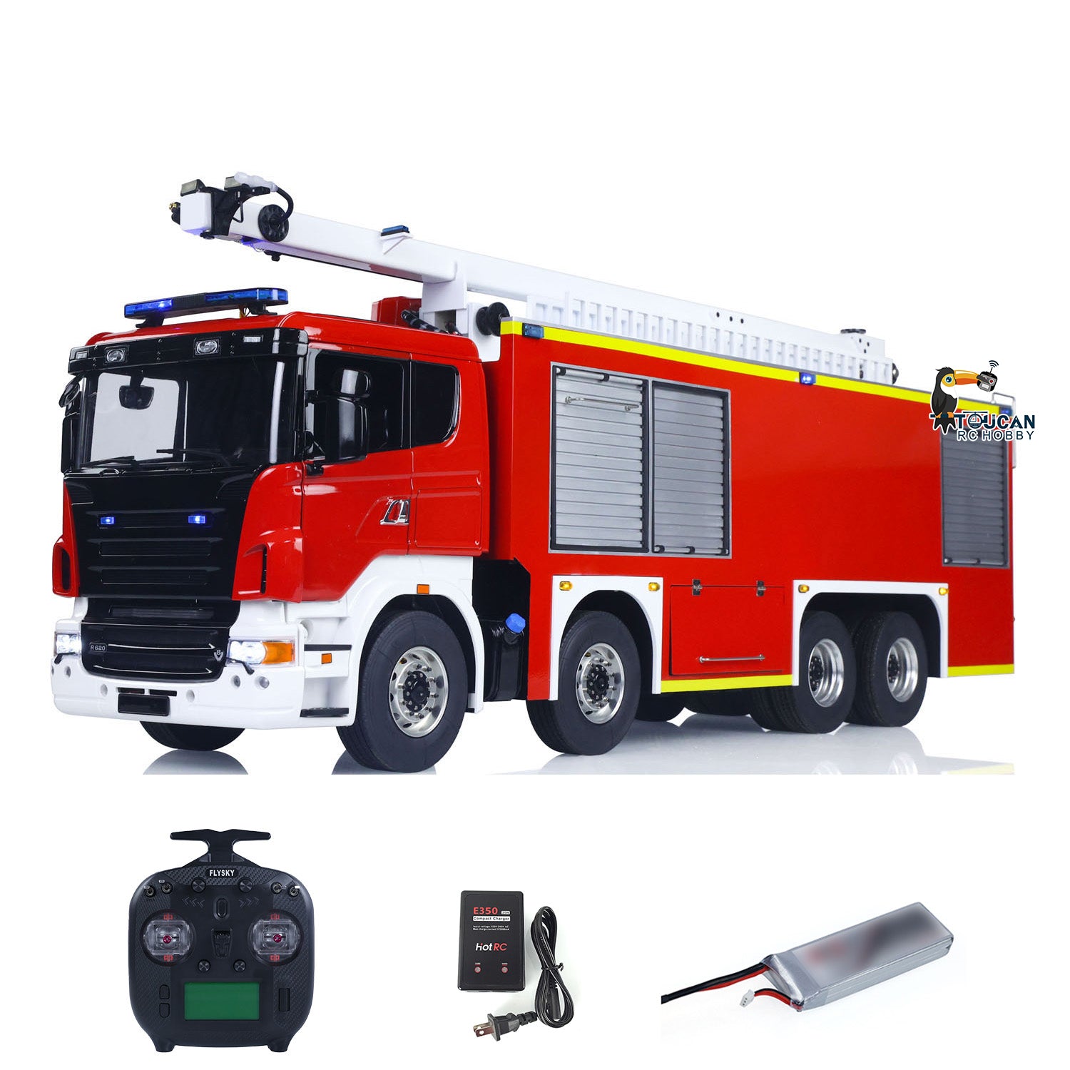 1/14 RC 8x4 Fire Truck Metal Chassis High Pressure Water Cannon PS0012 Red White Black 