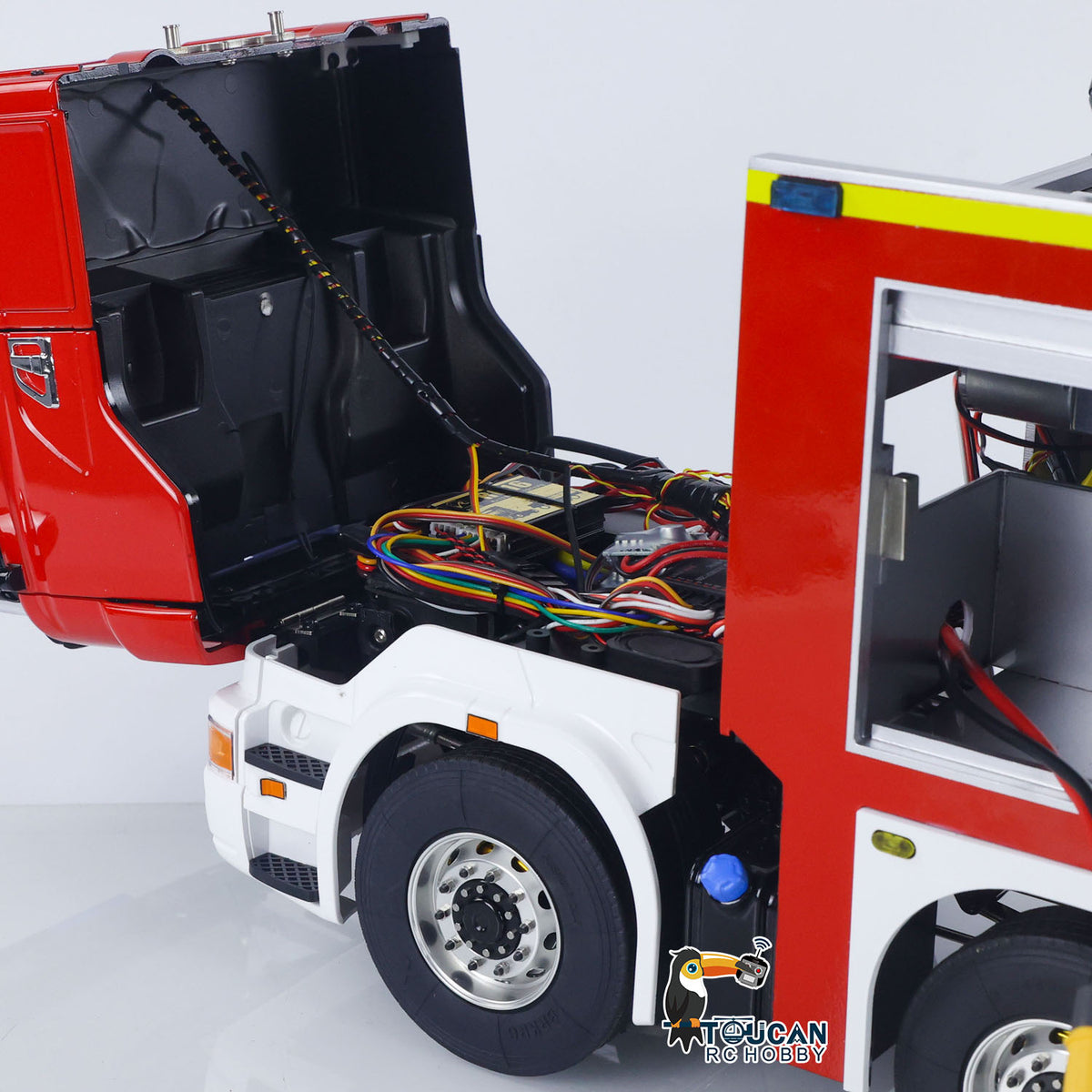 1/14 RC Fire Rescue Vehicle Metal Chassis 8x4 Two Speed Gearbox Differential Lock PS12 Red Black