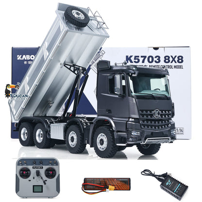 1/14 RC semi-metal 8x8 dump truck grey front view