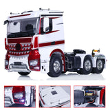 1/14 RC Tractor Truck 6x4 Low Roof Pre-painted Wine Red with White Fenders Front View