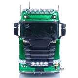 1/14 RC Tractor Truck Green 6x6 Front View with LED Light and Sound System