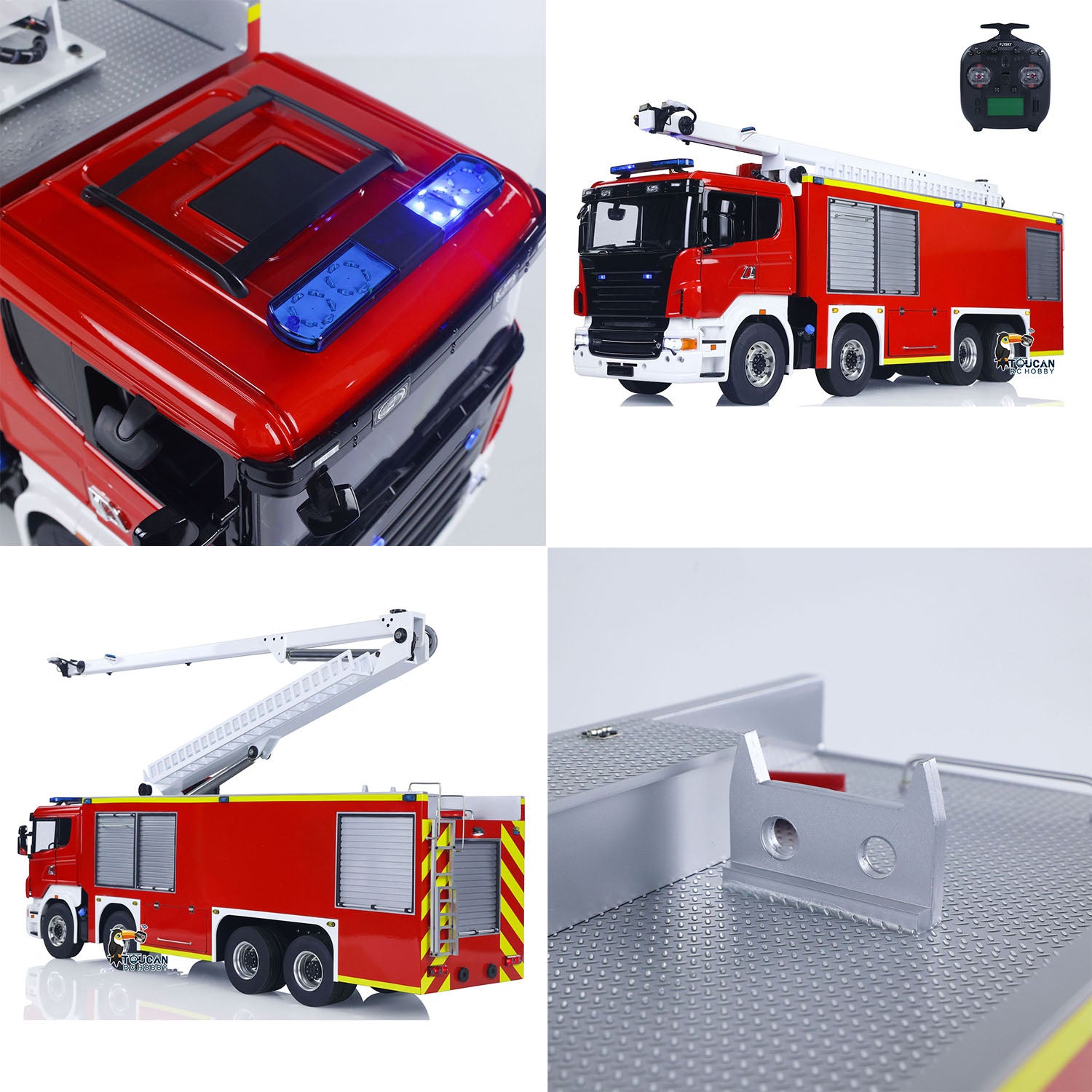 1/14 RC Ready to Run Fire Truck 8x4 Metal Chassis Snozzle Water Cannon PS0012 Motor and ESC 