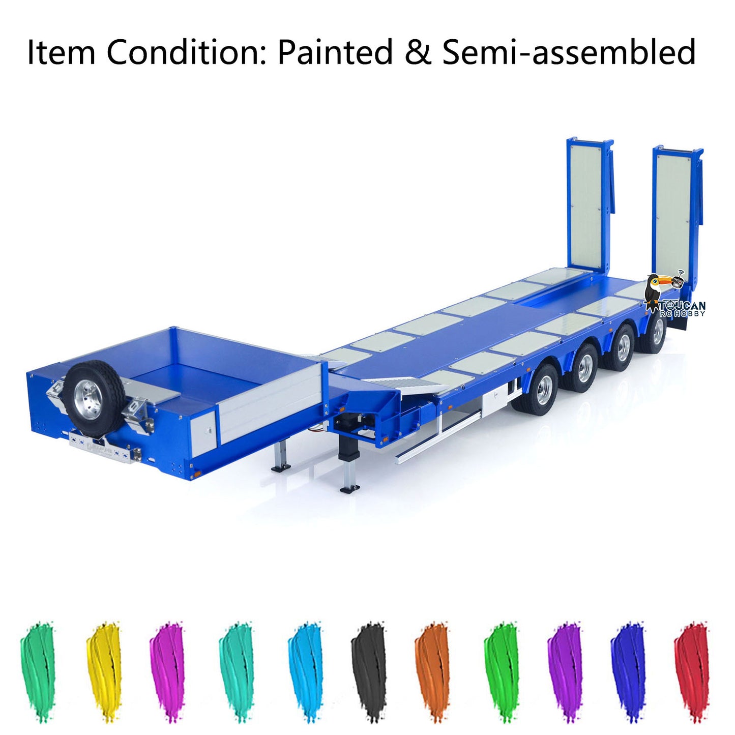 1/14 RC Gooseneck Trailer Degree DG-997-V2 Blue 4 Axle Extendable Length