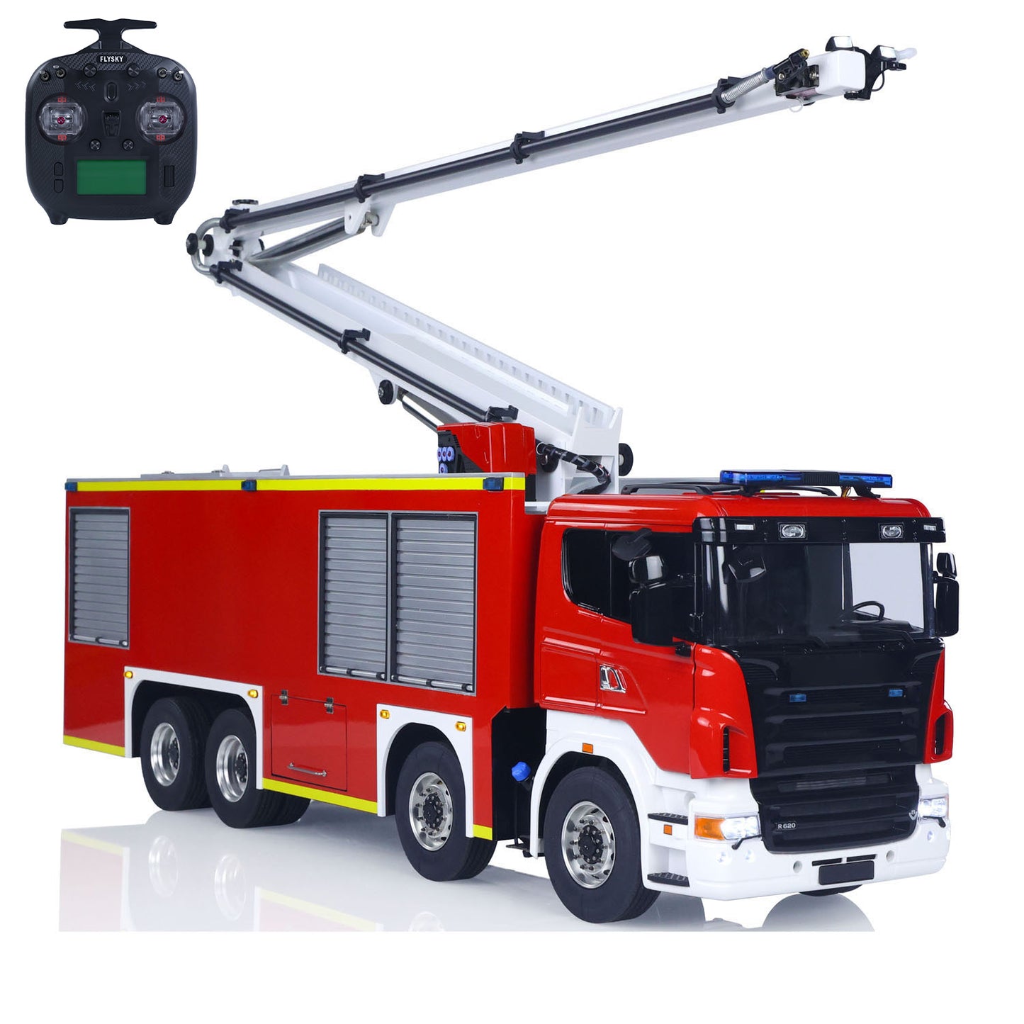 1/14 RC Snozzle Fire Truck Assembled Painted 8x4 Metal Chassis PS12 Sound and Light