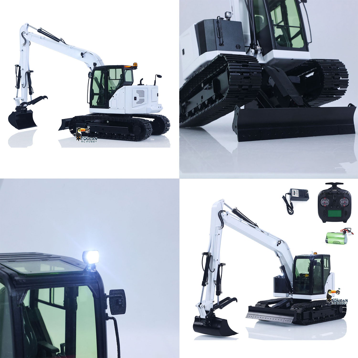 1/14 Hydraulic RC Excavator BMG-C308 White Finish with Horn Manual Quick Release Thumb