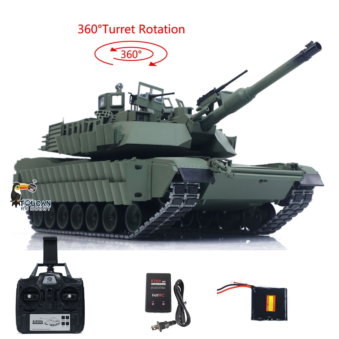 1/16 RC Abrams M1A2 Tank 3918 Desert Yellow Front View
