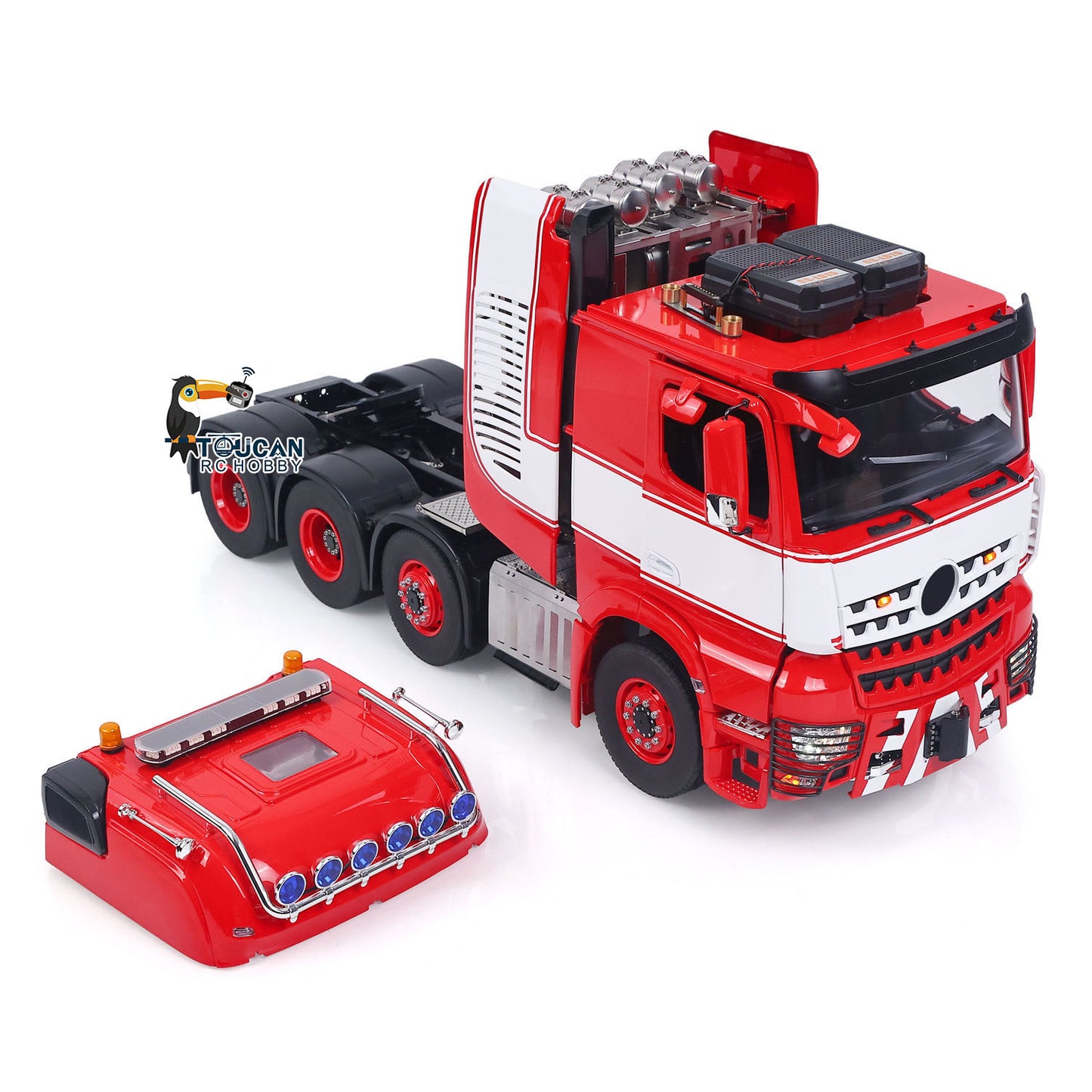1/14 scale RC truck with roof head lights spotlights and Michelin style lamps