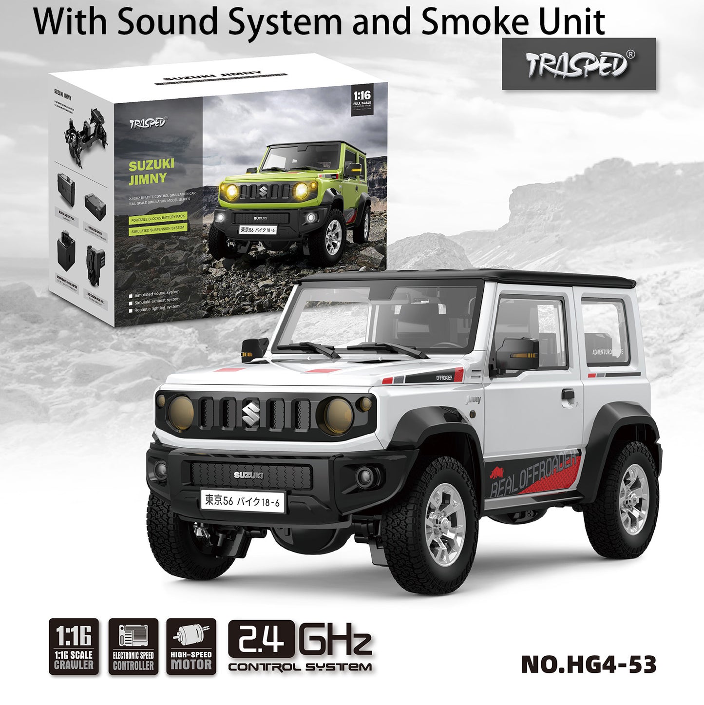 HG 1/16 4x3 RC Geländewagen Elektro Ferngesteuertes Crawler Kletterauto Sound Licht Rauch Lackiert Zusammengebaut 