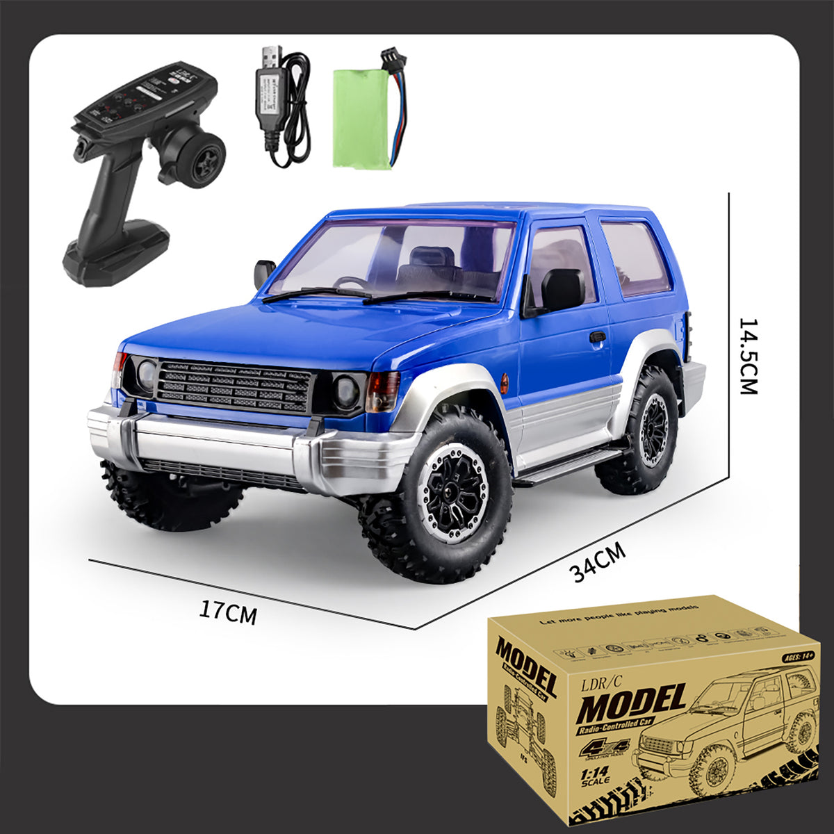 4WD 1/14 Drahtlose Steuerung Geländewagen 4x4 RC Crawler Automodell LDRC LD1297 Weiche Gummireifen Simulierte Kraftübertragungsbox