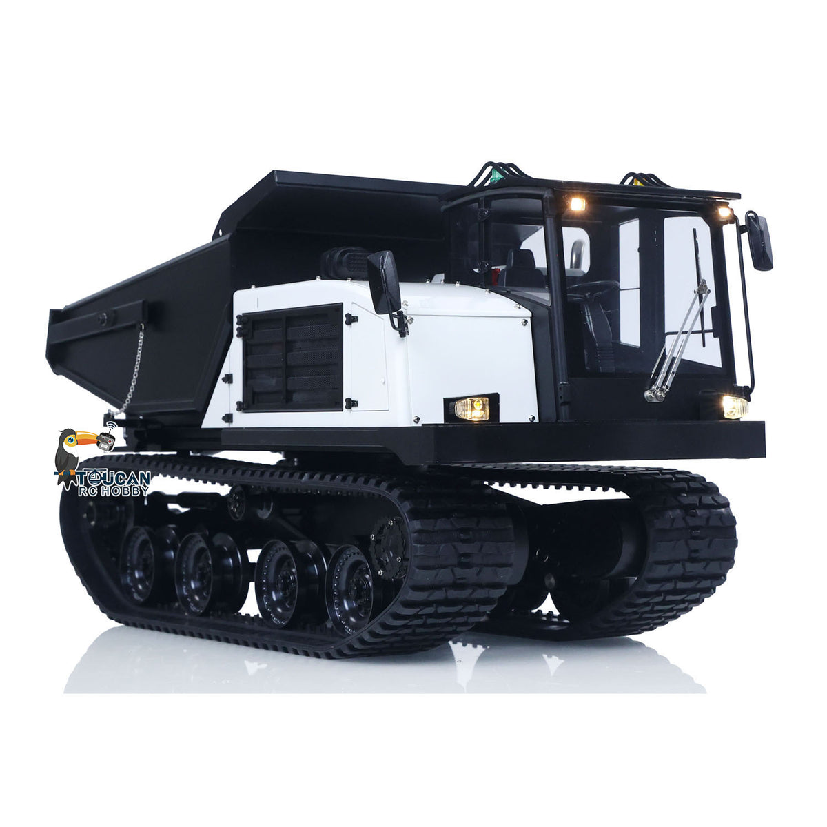 FROG T14R Metal 1/14 Dump Truck with 4MPa Dual Hydraulic Cylinders and 360-Degree Rotating Bucket featuring Sound Light System and Brushless Motors