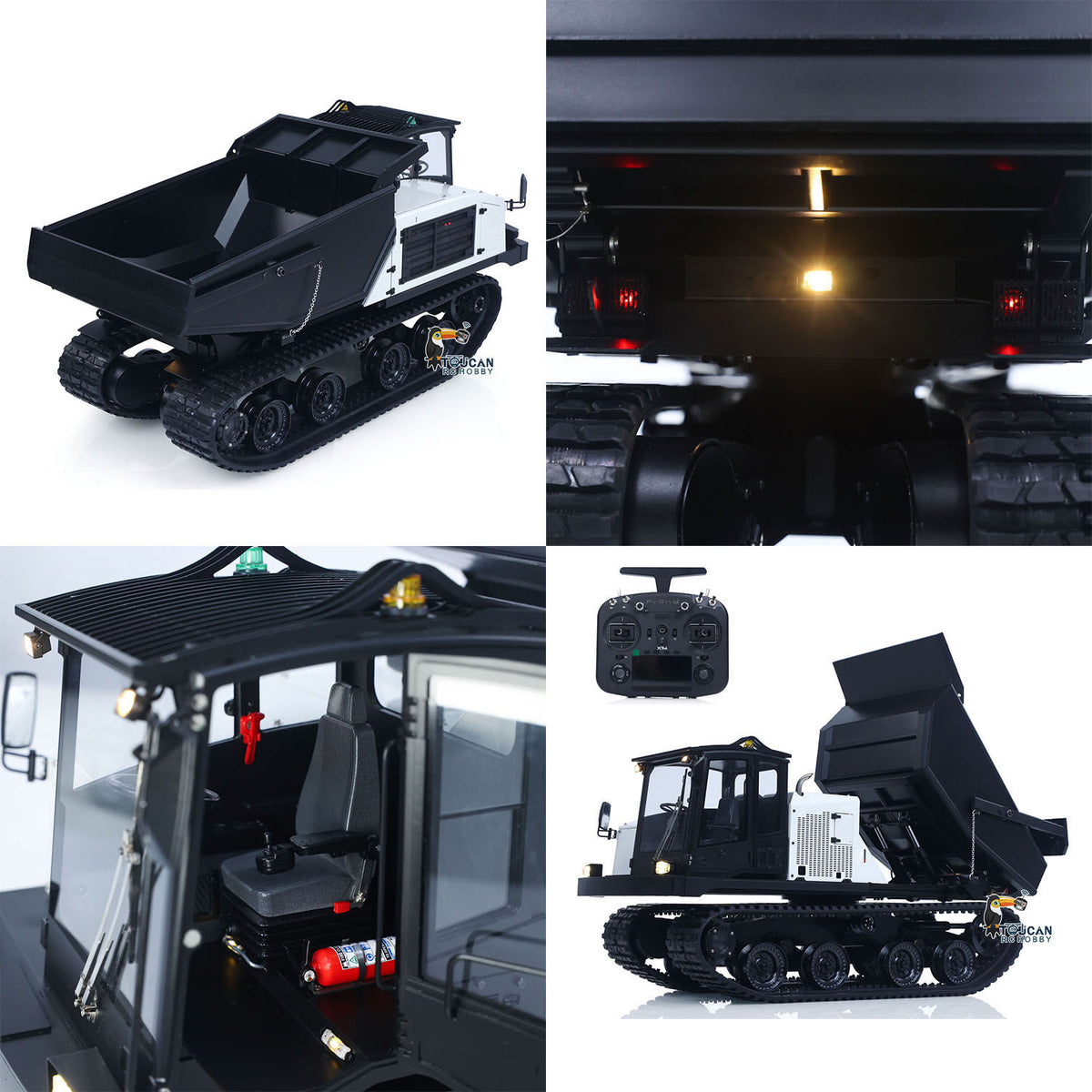 FROG T14R Metal 1/14 Dump Truck Rubber Tracked Hydraulic Tipper with 16CH Radio and 2-Speed Wiper including Lights Sound and Battery Charger