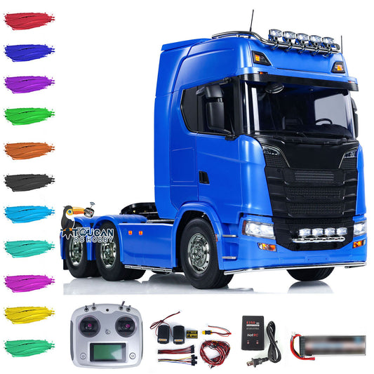  1/14 RC Tractor Truck Tamiya 770S 56368 Metal Blue Painted Front View