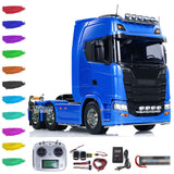  1/14 RC Tractor Truck Tamiya 770S 56368 Metal Blue Painted Front View