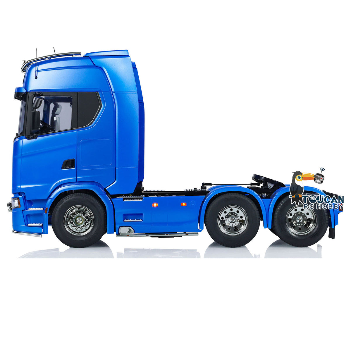  1/14 RC Tractor Truck Tamiya 770S 56368 Metal Blue Painted Left Side with RC16 Light System