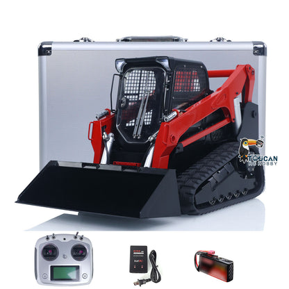 1/14 RC Hydraulic Skid-Steer Loader TH-X SM770 Red Black Painted Metal Construction Front View