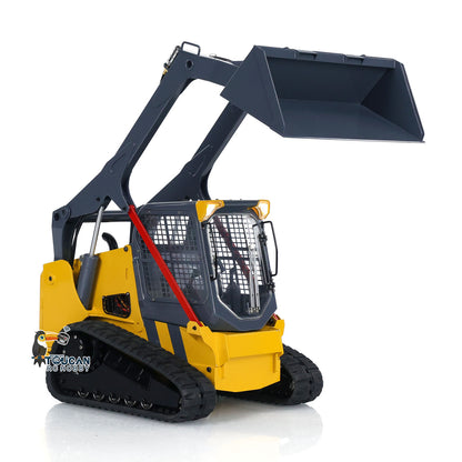  1/14 TH-X SM770 RC Hydraulic Loader Metal Chassis And Rubber Tracks Underneath Close Up