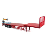  1/12 RC articulated flatbed trailer aluminum alloy tri-axle painted yellow front view with legs WHL-3AxleTrailer