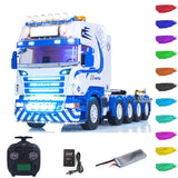 1/14 RC Tractor Truck 10x10 Metal Chassis Unitru-04 High-Roof Blue White Front View