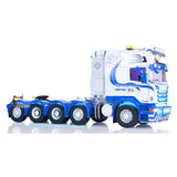 1/14 RC Tractor Truck 10x10 Metal Chassis Unitru-04 High-Roof Blue White Left Side