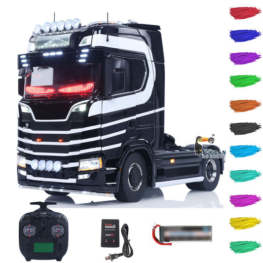 1/14 RC Tractor Truck Unitru 05 770S 4x4 Metal Chassis RTR Painted Black White Stripes