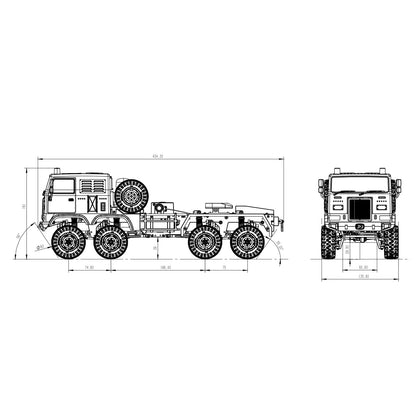 1/18 Remote Control Military Truck 8X8 All Wheel Steering Electric RC Off Road Vehicle Model 2Speed Gearbox RTR Metal Chassis