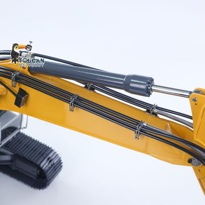 XDRC 945 Metal 1/14 Excavator Ready to Run Full Hydraulic with 5CH Reversing Valve, Sound Module, Quick Coupler, and Finished Yellow Paint 