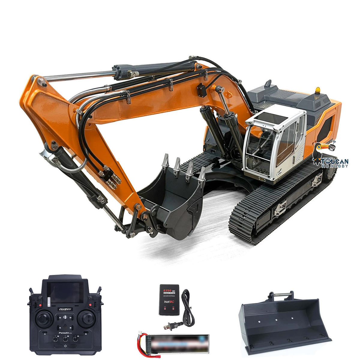 XDRC 945 Metal 1/14 Excavator All-Metal Hydraulic Crawler with 5-Way Valve, Brushless Pump, Battery and Charger Included  