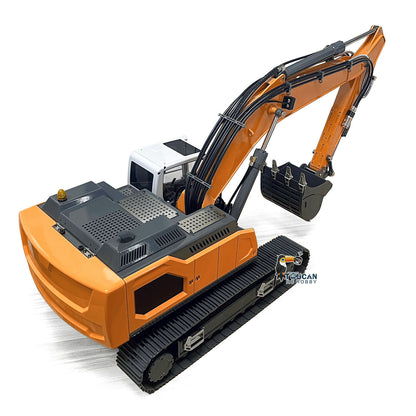 XDRC 945 Metal 1/14 Excavator Ready to Run Full Hydraulic with 5CH Reversing Valve, Sound Module, Quick Coupler, and Finished Yellow Paint 