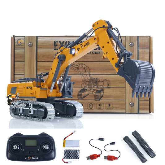 1/50 RC Excavator YIGONG K970 Metal Tracks Electric Lifting System Yellow Front View