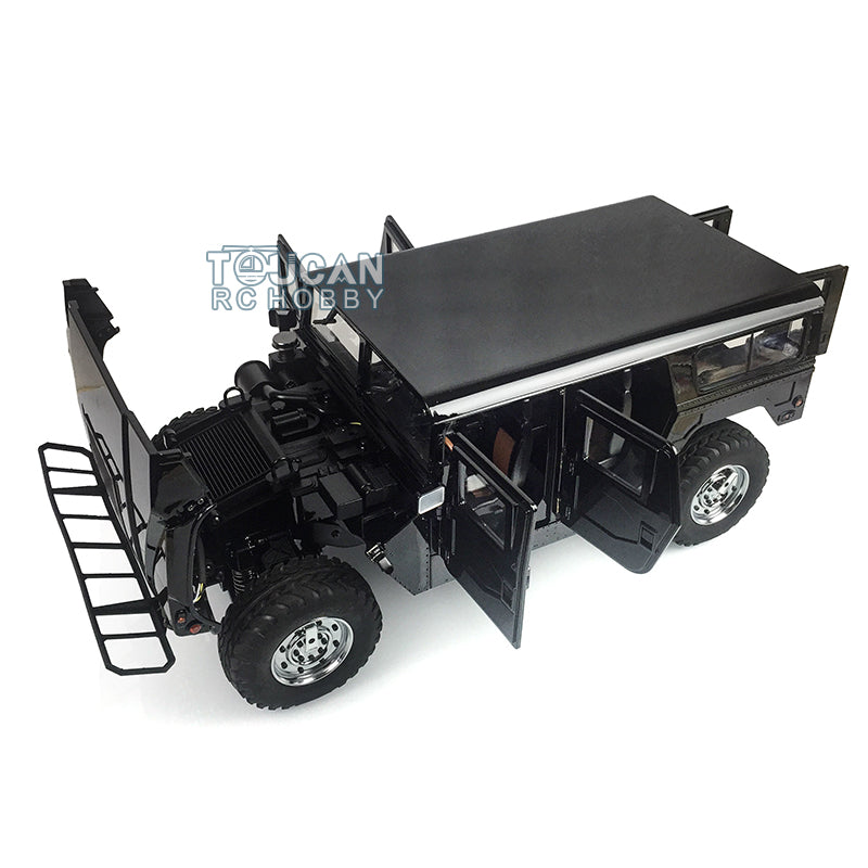 1/10 RC crawler 4x4 civilian version black chassis side view 329mm wheelbase 225mm track