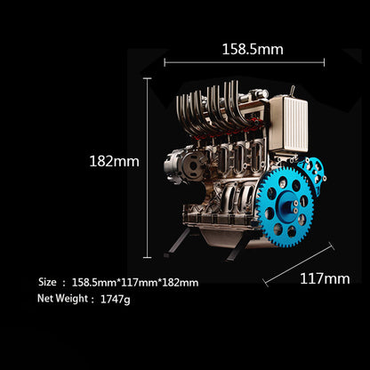 Metallmotor-Modellbausatz TECHING Inline-4-Zylinder-Maschinenmontagespielzeug mit Batterie Mechanisches Kunstdekorationsteil